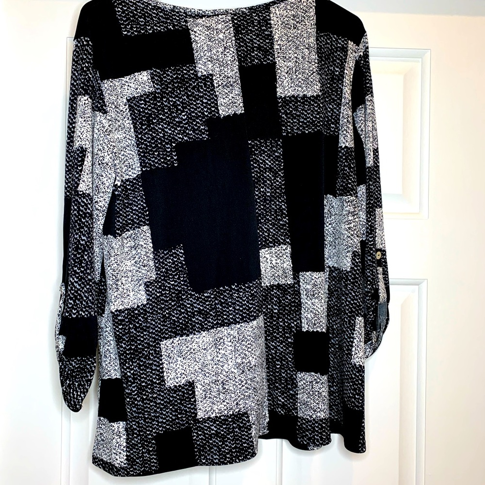 Ava James Stretch Patchwork Print Long Sleeve Blo… - image 3